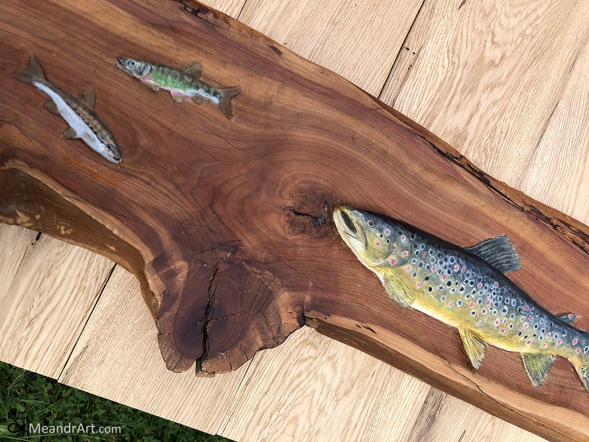 14. Brown trout from plum wood
