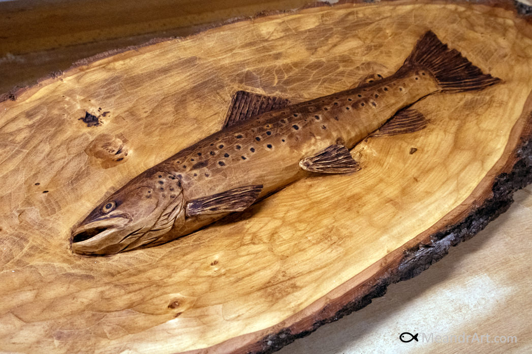 21. Brown trout carved to linden slice
