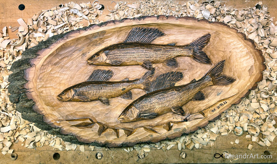 26. Graylings carved to linden slice